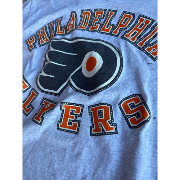 Vintage NHL Philadelphia Flyers USA Made Hanes Heavyweight Heather Gray M - Picture 3 of 7